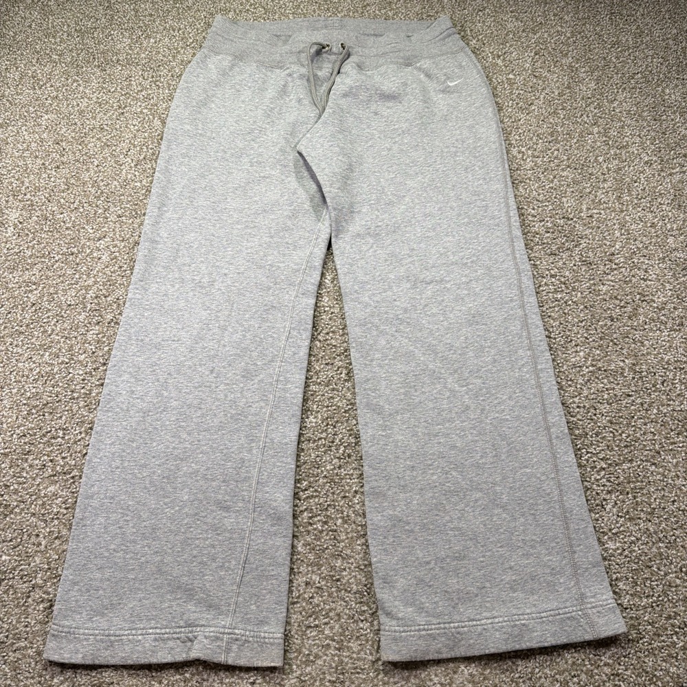 Women's Nike Wide Leg Sweatpants Y2k Low Rise Gray Size Large Essentials 36/31
